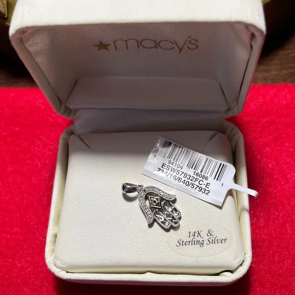 Macy's Sterling Silver and 14K Hamsa Necklace - Picture 4 of 7
